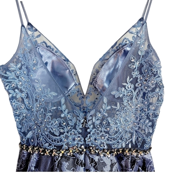 Coya Collection Blue Lace Sheer Illusion Fit & Flare Dress - Picture 10 of 12